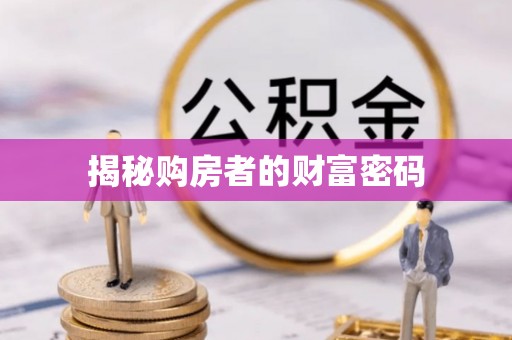 便民揭秘购房者的财富密码